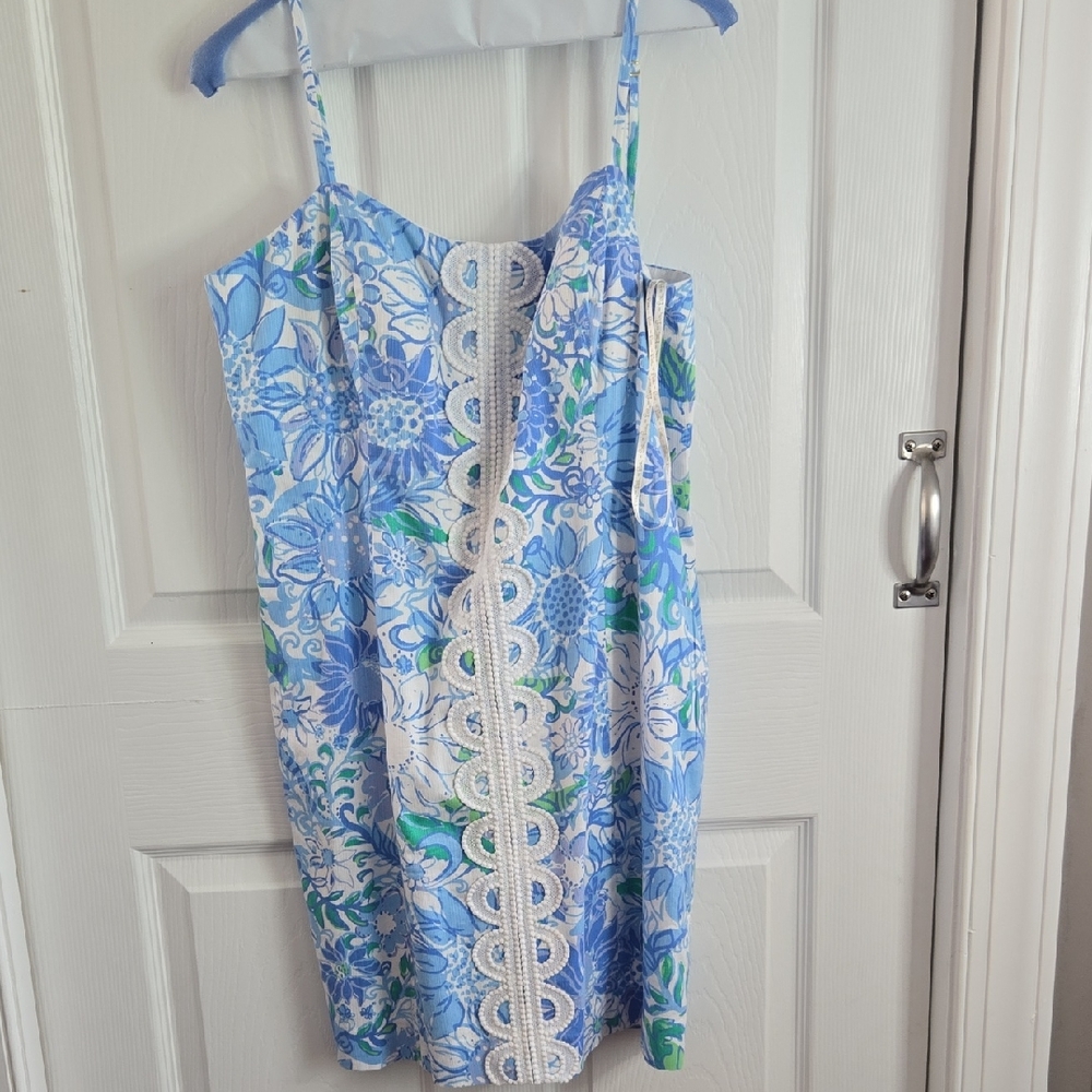 Lilly Pulitzer Blue and White Spaghetti Strap Sundress